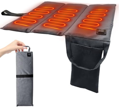 Heizkissen,3 Heizstufen Beheiztes Sitzkissen Faltbar Wärmekissen Tragbares USB,50-65°C Schnelles Aufheizen Rückenwärmer für Außenbereich,Camping und Angeln (Tiefgrau)