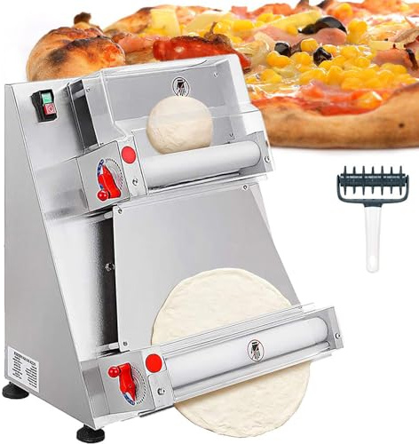 DLYZAYE Pizza Dough Press Machine 6-15 Inch, 370W Heavy-Duty Pizza Dough Maker - Automatic Premade Pizza Dough Presser with Dough Roller Wheel for Easy Pizza Making