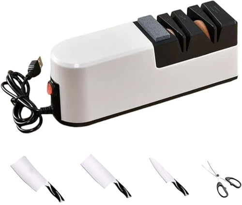Aiguiseur Couteaux Électriques 5 en 1,Système d'Affûtage pour Lames Droites,Aiguiseur Professionnel avec Diamant pour Affûtage,Réparation et Restauration des Couteaux Idéal pour Cuisine à Domicile (A)