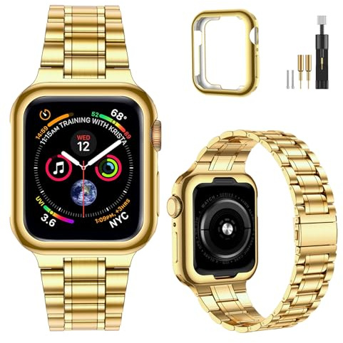 MioHHR Kompatibel mit Apple Watch Armband 38mm 40mm 41mm 42mm 44mm 45mm 49mm, massives Edelstahl-Metallarmband für iWatch Ultra 2 1 Series 9 8 7 6 5 4 3 2 1 SE