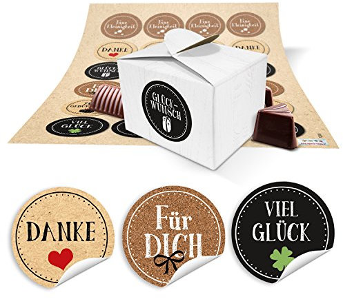 Logbuch-Verlag 24 kleine Schachteln + Sticker Set - Mini Geschenkbox Geschenkschachtel für kleine Geschenke Geburtstag Danke Geschenkverpackung