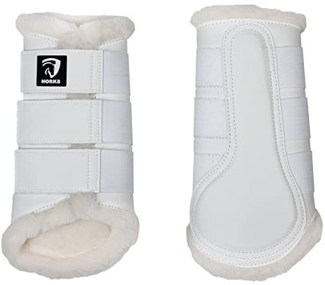 Horka Fell Bürsten Stiefel Reiten Equestrian Bein Schutz bequem New, weiß