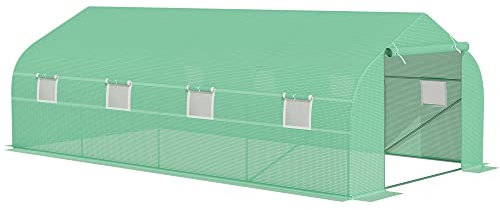 Outsunny Polytunnel Greenhouse with Windows and Door, Walk in Greenhouse for Garden, Backyard (6 x 3 M)