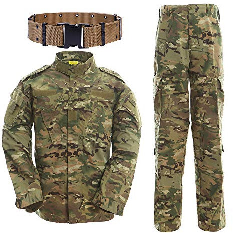 QMFIVE Taktisch Jacke Taktisch Uniform Softairjacke Taktische Männer BDU Kampf Jacke Shirt & Hosen Anzug Camo für Kriegsspiel Armee Militär Paintball Airsoft Jagd Schießen (MC, XXL)