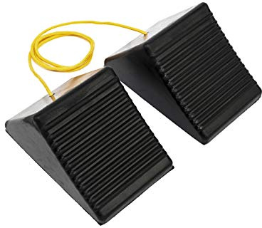 MaxxHaul 50012 Rubber Wheel Chock With Rope - 8 x 5 x 4 - 2 pack,