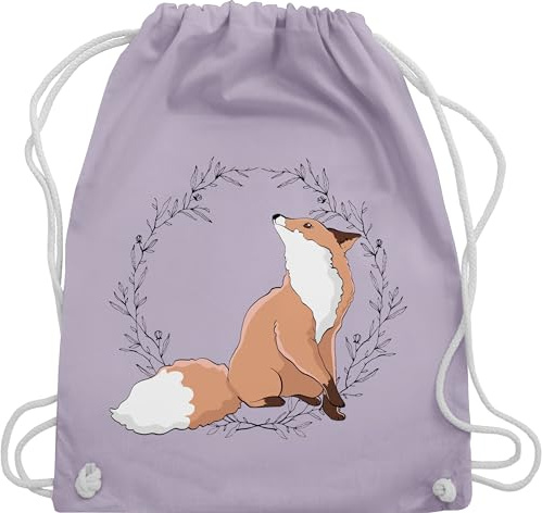 Turnbeutel Rucksack - Tiere Meerschweinchen Hase & Co. - Fuchs Fox Gechenk - Unisize - Pastell Lila - wechselsachen beutel kita kinderrucksack tier tiermotiv animal juterucksäcke mit drauf tieren