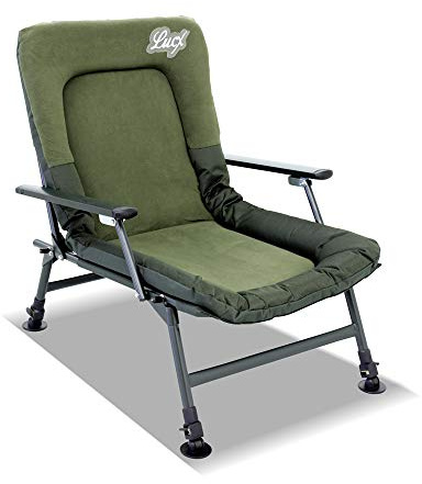 Lucx® Angelstuhl Karpfenstuhl Carp Chair Gartenstuhl Camping Stuhl mit Armlehnen in Grün 'Like a Hobo'