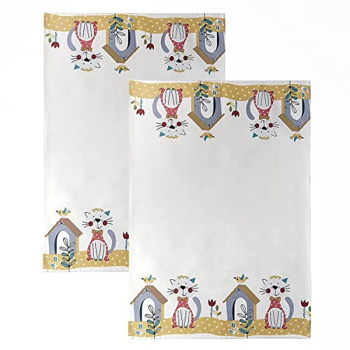 SPOTTED DOG GIFT COMPANY 2er Set Geschirrtücher Küchentücher Trockentücher Küche aus 100% Baumwolle 50 x 70 cm, Katzen-Motiv Katze Geschenk für Katzenliebhaber und Köche