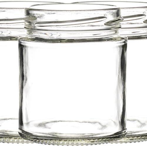 Set of 24 x 190ml 8oz Jam Jars Including Gold Twist Off Caps | Glass Jars | Preserve & Chutney Jars