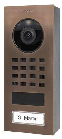 DoorBird D1101V Aufputz IP Video Türstation | Video-Türsprechanlage mit 1 Ruftaste, WLAN, Bluetooth, HD-Video, Bewegungssensor, in Bronze-Optik gebürstet