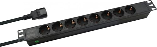 Helos Ciabatta elettrica professionale da 19, 8 prese, nero, 2 m, per UPS (C14), 262836