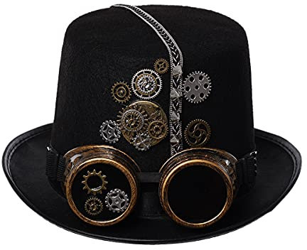BLESSUME Unisex Steampunk-Hut, Schutzbrille, Kostümzubehör (verschiedene klaasische Stile), P, Größe M