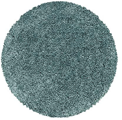 HomebyHome Shaggy Hochflor Teppich, 200 cm Rund, Blau, weich, flauschig, modern, einfarbig, Perfekt als zentrales Wohnaccessoire, für Wohnzimmer Schlafzimmer Flur