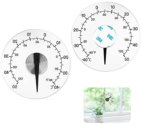 Außenthermometer 1 Stück Analoger Fensterthermometer -40 bis +50°C Wasserdichter Temperatur Thermometer Außen Acryl Fenster Temperaturanzeige Runder Außenthermometer zum Kleben (Transparent)
