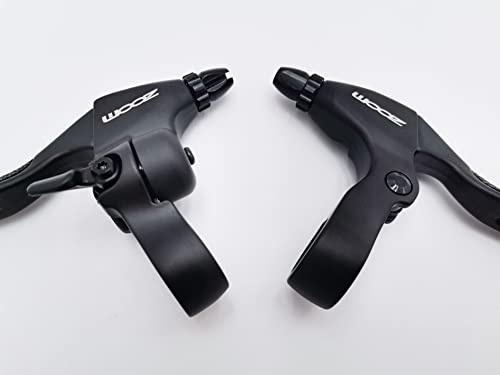 SPEDWHEL ZOOM Rennrad Bremshebel Set Aluminiumlegierung Schwarz Fahrradgriff Links & Rechts mit unsichtbarer Glocke Auf V-Brake C-Brake anwenden (1 Paar mit Glocke)