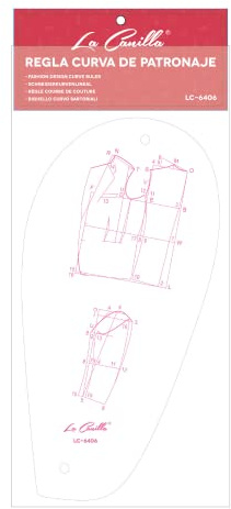 La Canilla Righello Sisometro di Patronaggio Curva da 25 cm per Modista, Sastreria, Confezione e Cucitura Professionale per Colli, Sise, Maniche e Scotes | Accessorio per Cucitura Regla Nº LC-6406