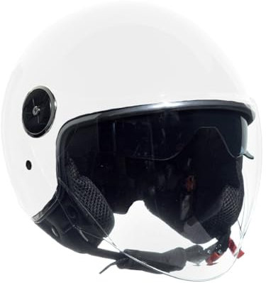 casco jfm doppia visiera omologato colore bianco perla (m)