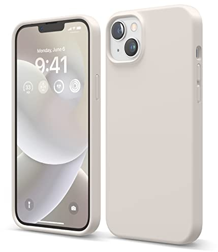 elago Silikon Hülle für iPhone 14 Plus | Premium Silikon, Ganzkörperschutz - 4 Schichten stoßfeste Handyhülle, kratzfestes weiches Mikrofaserfutte (Taupe)