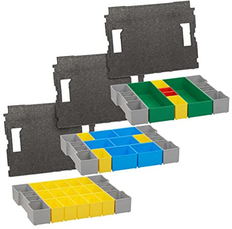 Bosch Sortimo L-Boxx Einlagen | 3er Set Werkzeugkoffer Einlagen für LBoxx 102 altes Modell inkl. Einsatz B3, BC3 und G3 mit Deckelpolster | Sortierkasten für Werkzeugkoffer | nur für alte L-BOXX