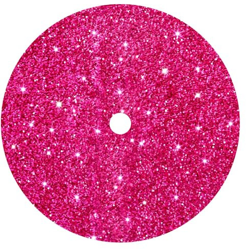 FUHSY Hot Pink Tree Skirt Sequin Christmas Tree Skirt 36 Inches Fuchsia Tree Skirts Velvet Xmas Tree Floor Mat for Christmas Decorations Indoor Xmas Tree Skirt Collar for Christmas Holiday Party