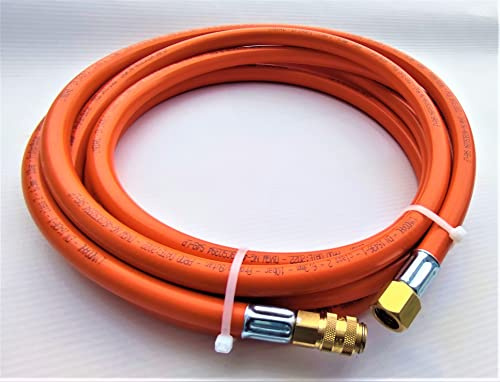 ZaTeChS Propan Butan Tuyau de gaz 200cm (2m) | 10 Bar | Ø6.3mm | DN5 3/8 Pouces LKS Raccordement a rapidevec raccord | jusqu'à -30°C | Flexible | Pantalon pour Le Camping, Les barbecues à gaz