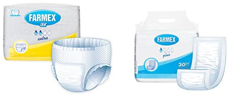Farmex - Pannoloni per Adulti - PANTS Mutanda Assorbenza EXTRA -14 Pezzi & Pannolone Rettangolare Per Adulti Plus con Barriera, Prodotto 100% in Italia, 180 Unità (30 PEZZI)