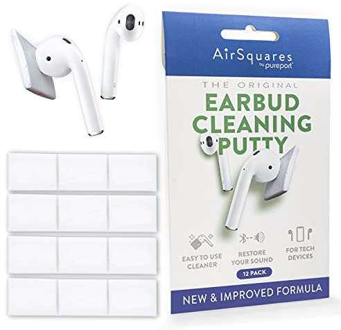 AirSquares Premium Reinigungsknete für Ohrhörer & Handy – Kompatibel mit AirPods, Samsung Buds, Kopfhörer-Etuis & Anderen Tech-Geräten (12er-Pack)