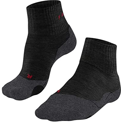 FALKE Herren Wandersocken TK2 Explore Short M Sso Wolle Funktionsmaterial antiblasen dick 1 Paar, Grau Asphalt Melange 3180, 42-43