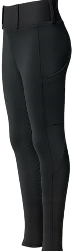 PFIFF 103100 Reitleggings Selina Kinder, mit Handytasche, Schwarz 134/140