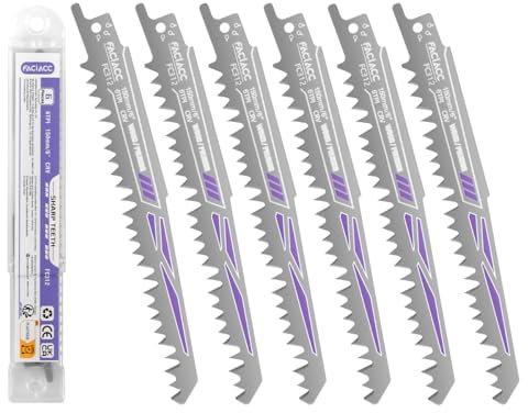 FACIACC Säbelsägeblätter Set 6 Stück für Holz Sägeblätter Säbelsäge für schnelle und saubere Schnitte Sägeblatt-Set für Säbelsägen Pruner Zubehör Säbelsäge, 150mm 6TPI