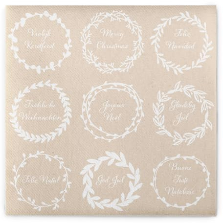 Mank Airlaid Servietten 40 x 40 cm 1/4-Falz, ideal für Gastronomie und Feiern, stoffähnliche Serviette & saugstark, Weihnachten 50 Stück Duncan