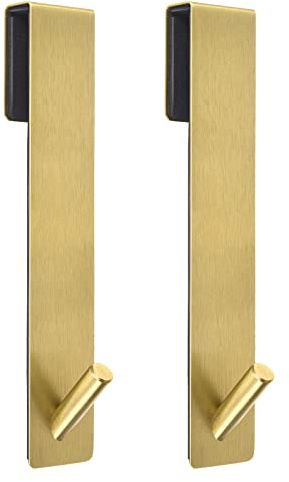 Kontoyo Duschtürhaken (19,1 cm), verlängerte Türhaken für Badezimmer, rahmenlose Duschtür, Bademantel, Handtuch, 2 Stück, Gold