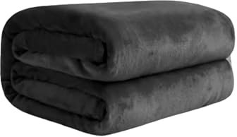Komfortec Plaid Couverture Polaire Flanelle 450 g/m², Certifié Oeko-Tex Jeté de Canapé 150x200 cm, Flanelle Doux et Chaude, Fourrure Chaud et Doux en Peluche, Anthracite