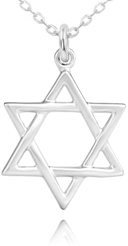 Passo Collar plata mujer con Estrella de David en plata de ley 925 - Colgante de 20mm y cadena de 45cm - Se envía en una caja de regalo