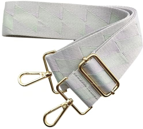 Taschengurte zum Wechseln 5cm Taschengurte Breit, Verstellbarer Schultergurt für Tasche mit Goldener Karabiner Schulterriemen, Umhängegurt fur Damen Handtaschen Crossbody DIY Zubehör (Hellgrau/Grün)11