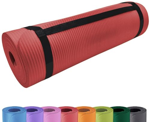 Tappetino da yoga deluxe, antiscivolo e imbottito, extra spesso, 15 mm, tappetino da ginnastica di alta qualità, con maniglia per la casa e l'esterno, anche come tappetino da campeggio o tappetino da