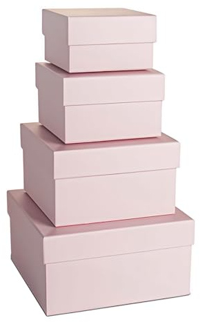 CHARMGIFTBOX Geschenkboxen für Geschenke, 4 Stück, verschachtelte Geschenkboxen mit Deckel, verschiedene Größen, quadratisch, stapelbar, für Geburtstag, Hochzeit, Weihnachten, Party,