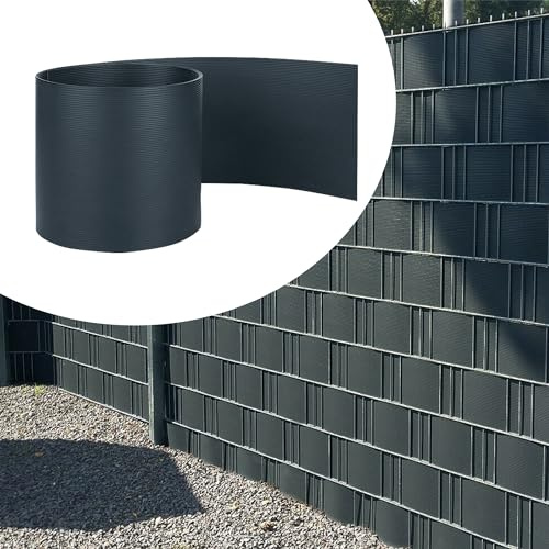 CEEDIR 10 Stück Hart PVC Sichtschutzstreifen für Doppelstabmatten 25m x 19cm Gartenzaun Zaunfolie Windschutzblickdicht Blickdicht Balkon, Anthrazit