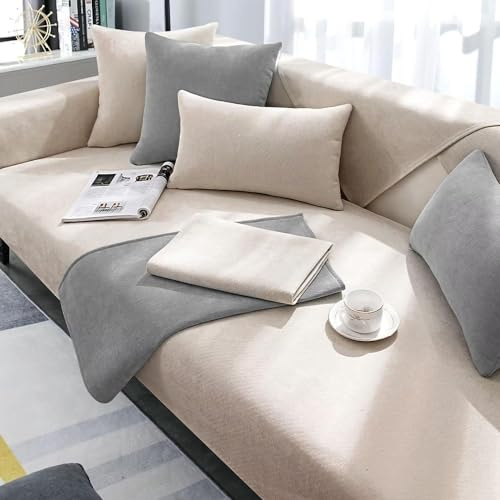 XRDSHY Sofabezug, Sofa Überwurf, Sofa überwurfdecke, Sofa überzug，Sofadecken für Sitzfläche, Sofadecke rutschfest, Couch Bezüge, Sofa Schoner,Gebrochenes Weiß-70 * 210cm