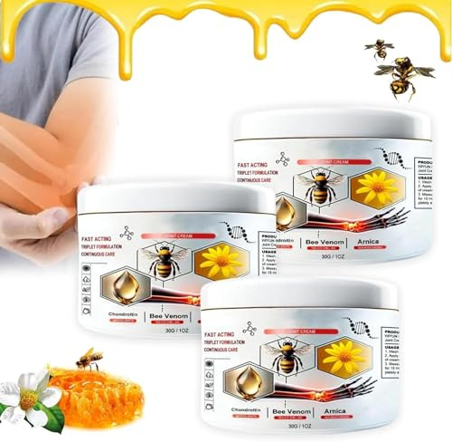 3 pezzi Bee Venom Cream, Todahof, pomata contro il dolore, Bee Venom Pain Cream, crema per il trattamento delle articolazioni, Bee Venom Pain Cream