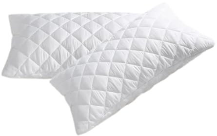 4AS Quilted Pillow Protectors 48x74cm – 100% Polyester, Breathable, Zipped Pillow cases 2 Pack (White)
