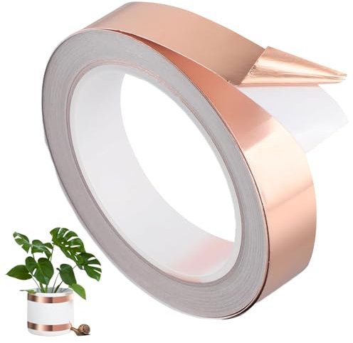 Bzzerumy Ruban de cuivre contre les escargots - 10 mm x 30 m - Film de cuivre autocollant - Protection contre les escargots pour le jardin - Blindage EMI - Utilisation polyvalente