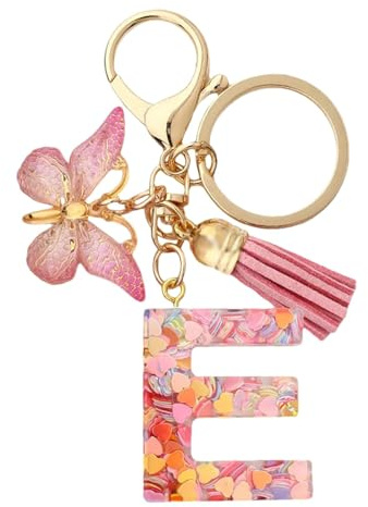 Porte-clés Avec Initiales Pour Filles Et Femmes, Porte-clés Avec Lettre Initiale Papillon Porte-clés, Mignon Papillon En Forme De Cœur, Pour Sac À Dos, Cartable