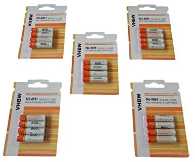vhbw 20x AAA Micro Akku kompatibel mit METZ Mecablitz 15 MS-1 digital Blitzgerät, Kamera-Blitz (800 mAh, 1,2 V, NiMH)