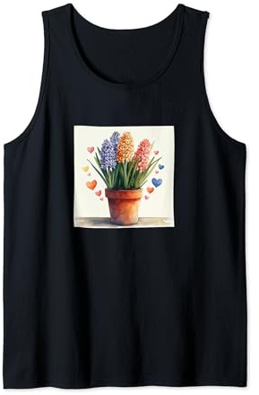 Hyacinth Plant In Pot Cottagecore Hearts Graphic Tank Top