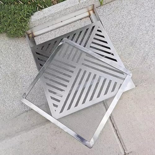 Rejilla Desague Jardin Tapa de Drenaje de Metal con Base y Malla de Rejilla, Rejilla de Drenaje de Acero Inoxidable para Cubierta de Sumideros, Filtro de Drenaje de Alcantarilla Resistente para Patio(