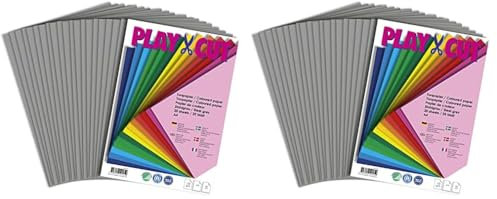 PLAY-CUT Tonpapier A4 Stahlgrau (130g/m2) | 20 Bogen Din A4 Papier zum Basteln Drucken | Dickes Bedruckbares Bastelpapier Set und Druckerpapier A4 | Premium Tonzeichenpapier & Craft Paper