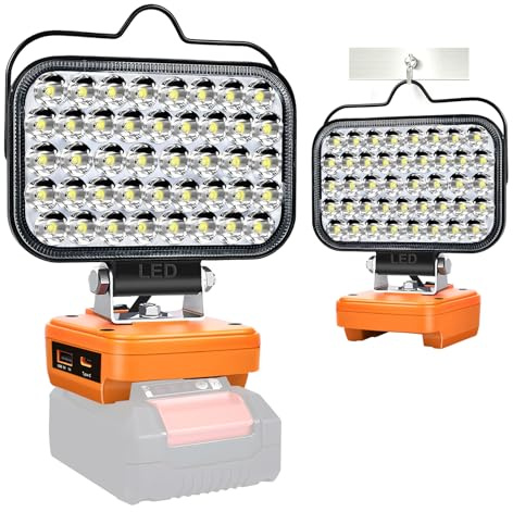 GZYZ Akku Lampe Für Power X-Change 18V,90W 7500LM Kabellose Spotlight Baustellenlampe,LED Campinglampen mit USB- und Typ-C für Gärten, Garagen (Keine Batterie)