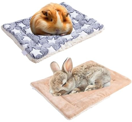 tintoke 2 STK Warme Meerschweinchen Decke,30 * 20cm Hamster Kaninchen Bett Matte,warme Flauschige Welpen Fleecedecke,Bettmatte für Meerschweinchen,für kleine Tiere usw (Blau und Gelb)