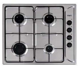 Table de cuisson inox 4 feux gaz 580x510mm.